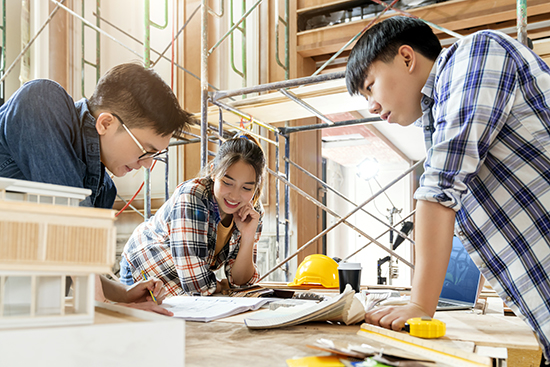 Group Of Smart Asian Architect Interior Design Team Consulting W